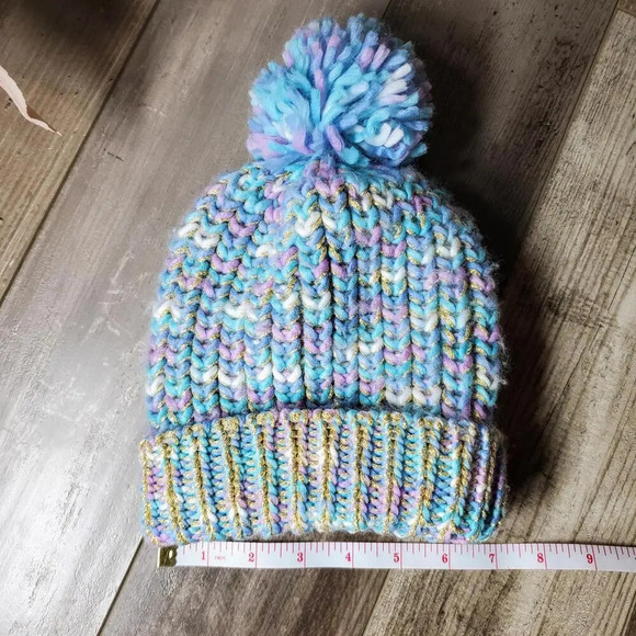 Girls Shimmery Pastel Knit Winter Beanie Hat (One Size Fits All) - Picture 9 of 10